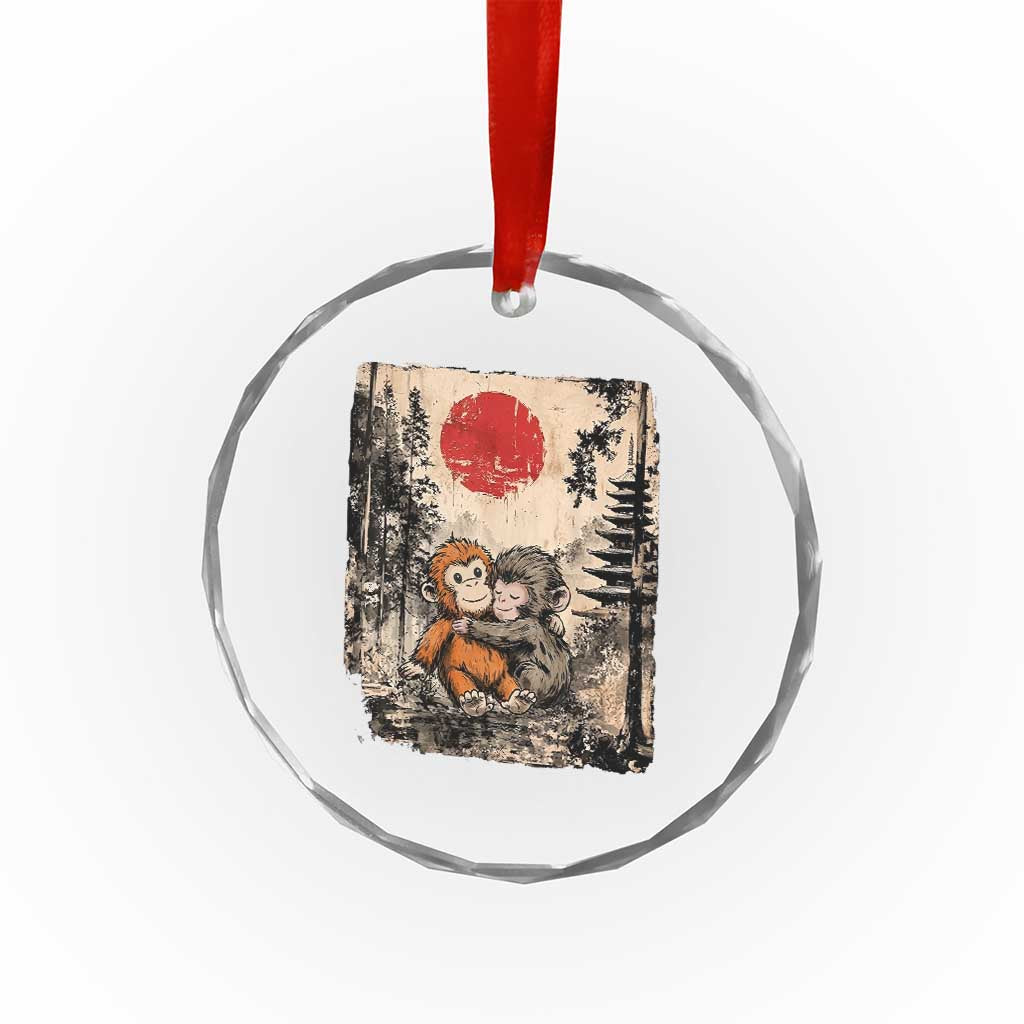 Vintage Japanese Ukiyoe Punch Baby Monkey Crystal Glass Ornament Kawaii Animal Gift