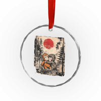 Vintage Japanese Ukiyoe Punch Baby Monkey Crystal Glass Ornament Kawaii Animal Gift