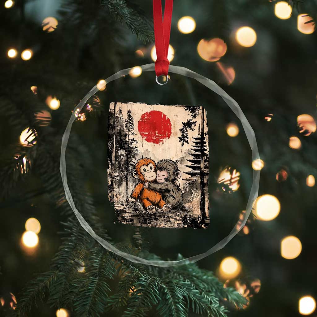 Vintage Japanese Ukiyoe Punch Baby Monkey Crystal Glass Ornament Kawaii Animal Gift