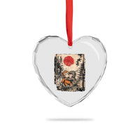 Vintage Japanese Ukiyoe Punch Baby Monkey Heart Crystal Glass Ornament Kawaii Animal Gift