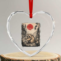 Vintage Japanese Ukiyoe Raccoon Heart Crystal Glass Ornament Seattle Short Spine Trash Panda