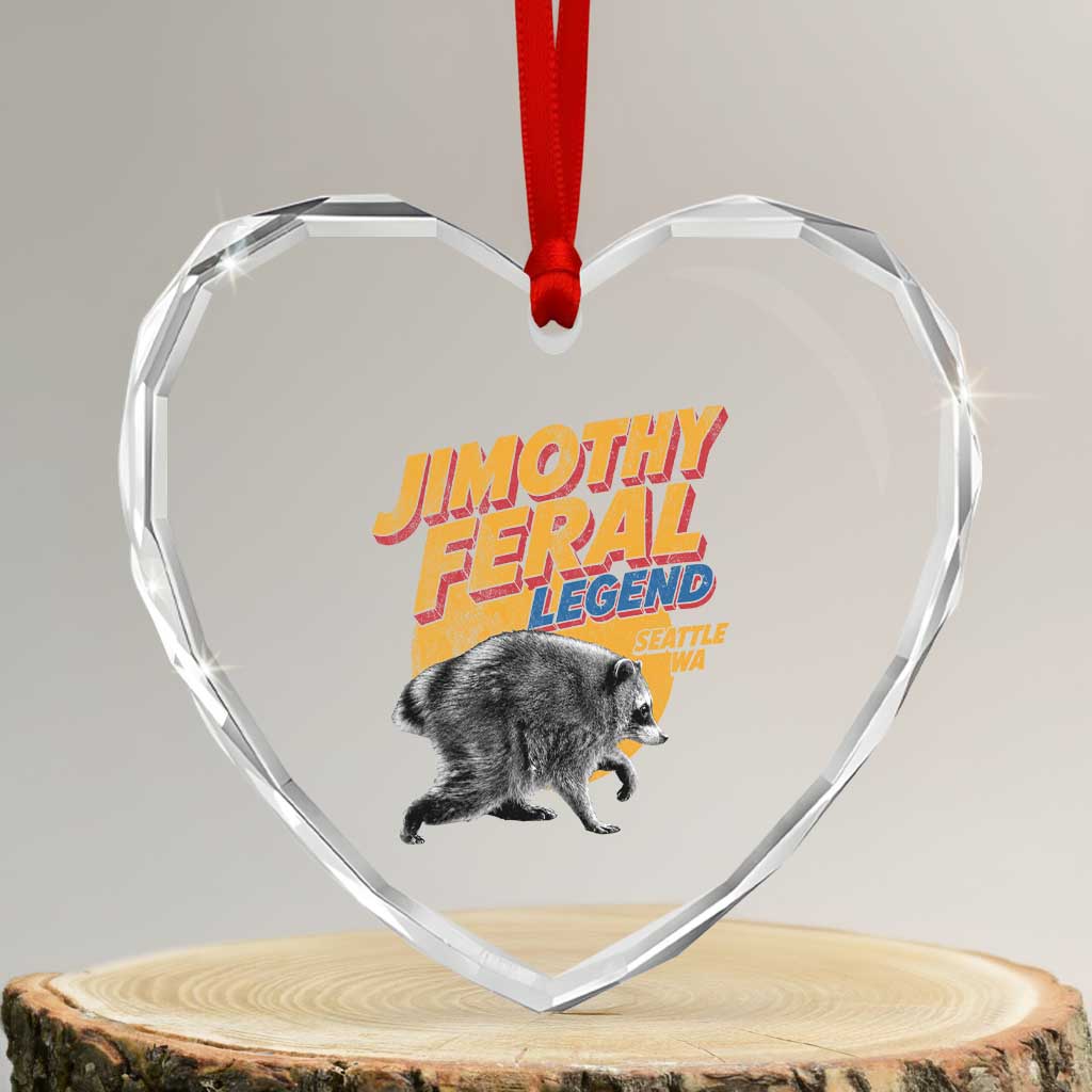 Vintage Jimothy Raccoon Heart Crystal Glass Ornament Feral Legend Seattle WA Trash Panda Meme