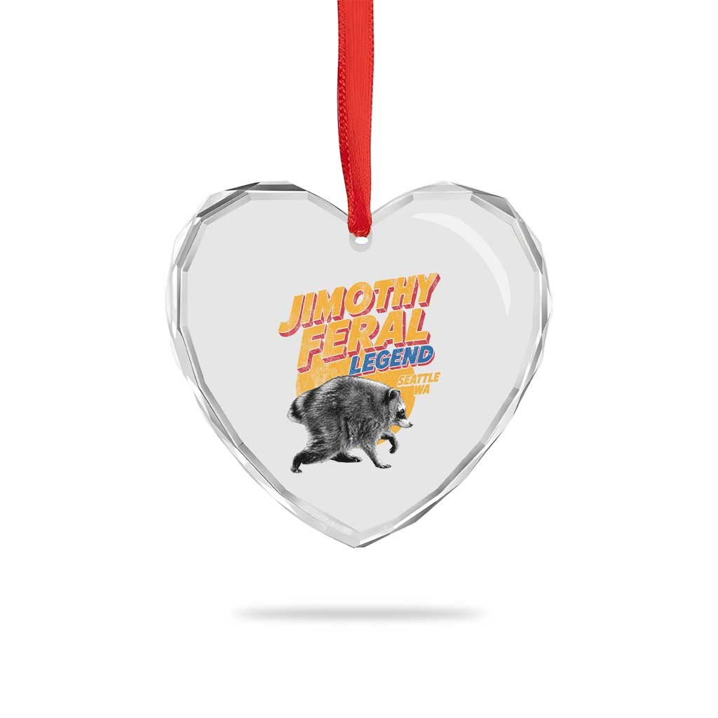 Vintage Jimothy Raccoon Heart Crystal Glass Ornament Feral Legend Seattle WA Trash Panda Meme