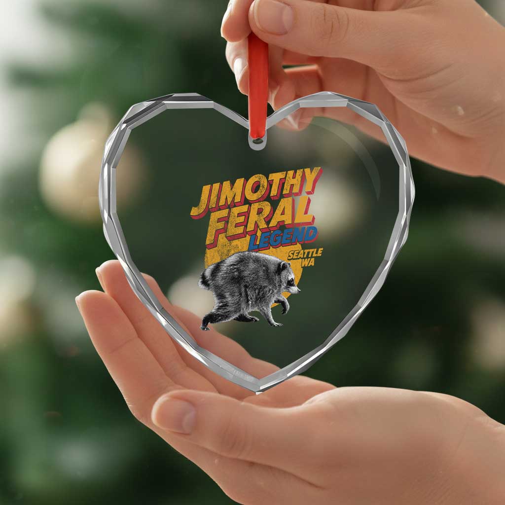 Vintage Jimothy Raccoon Heart Crystal Glass Ornament Feral Legend Seattle WA Trash Panda Meme
