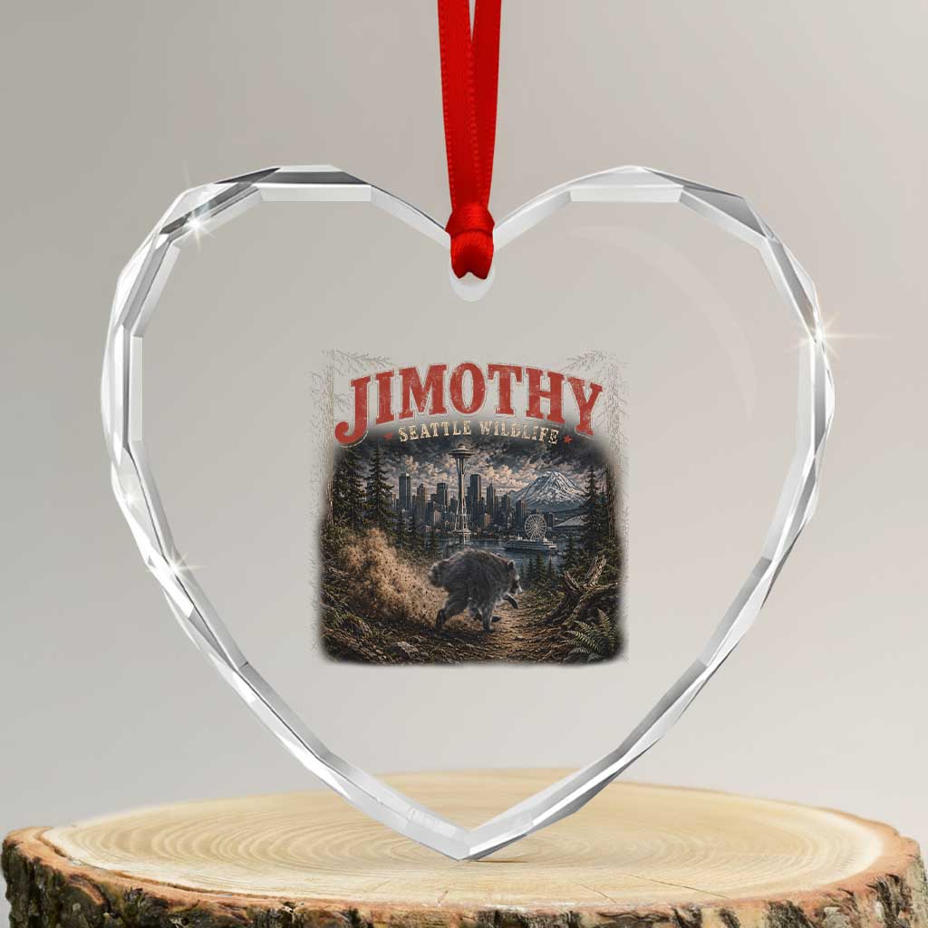 Vintage Jimothy Seattle Wildlife Raccoon Meme Heart Crystal Glass Ornament