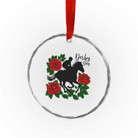 Vintage Jockey and Roses Horse Racing Graphic Crystal Glass Ornament Classic Derby Day Fan