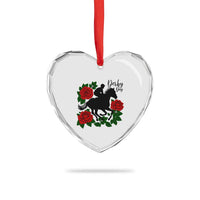 Vintage Jockey and Roses Horse Racing Graphic Heart Crystal Glass Ornament Classic Derby Day Fan