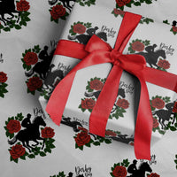 Vintage Jockey and Roses Horse Racing Graphic Wrapping Paper Roll Classic Derby Day Fan