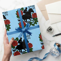 Vintage Jockey and Roses Horse Racing Graphic Wrapping Paper Roll Classic Derby Day Fan