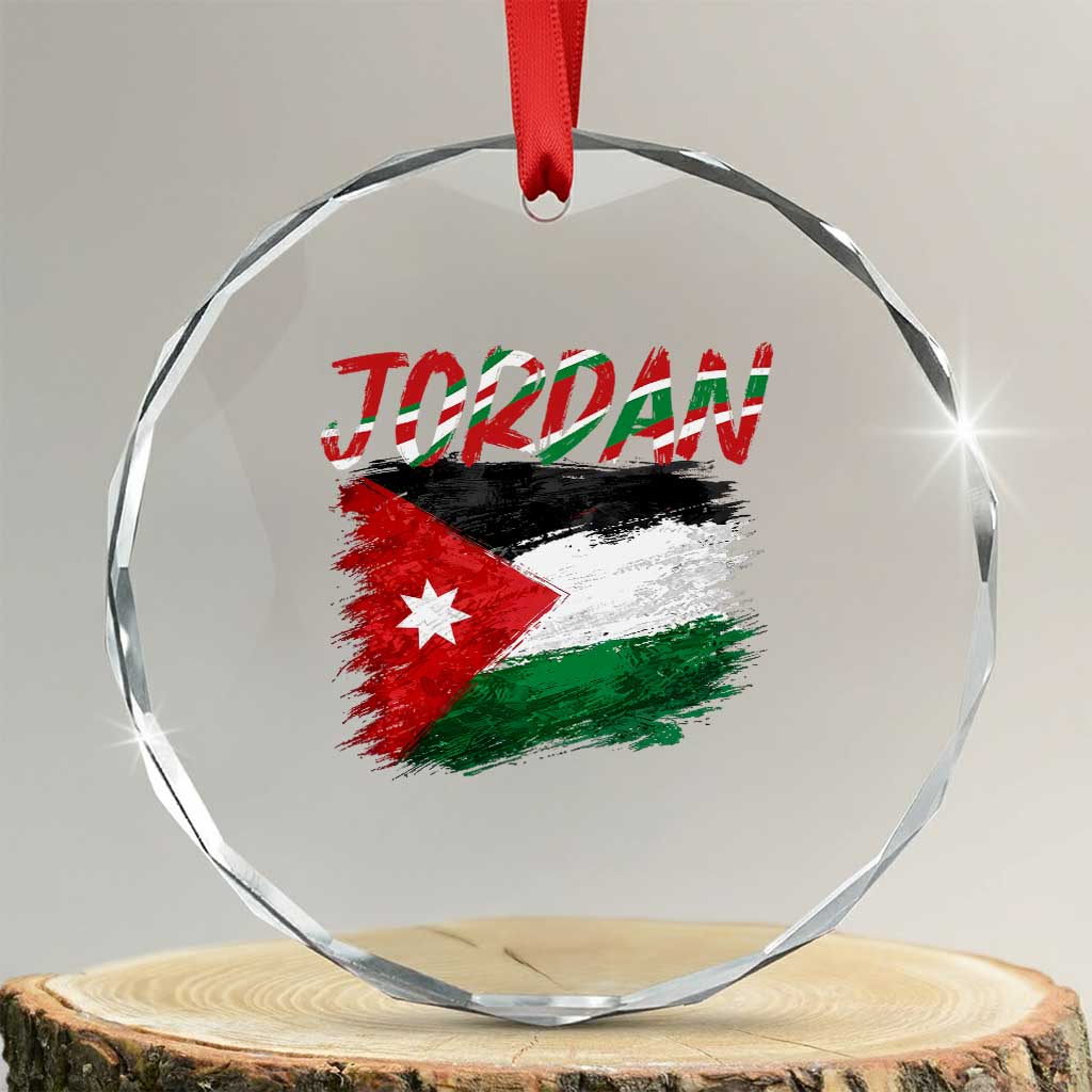 Vintage Jordan Pride Crystal Glass Ornament Proud Jordanian Roots Gift