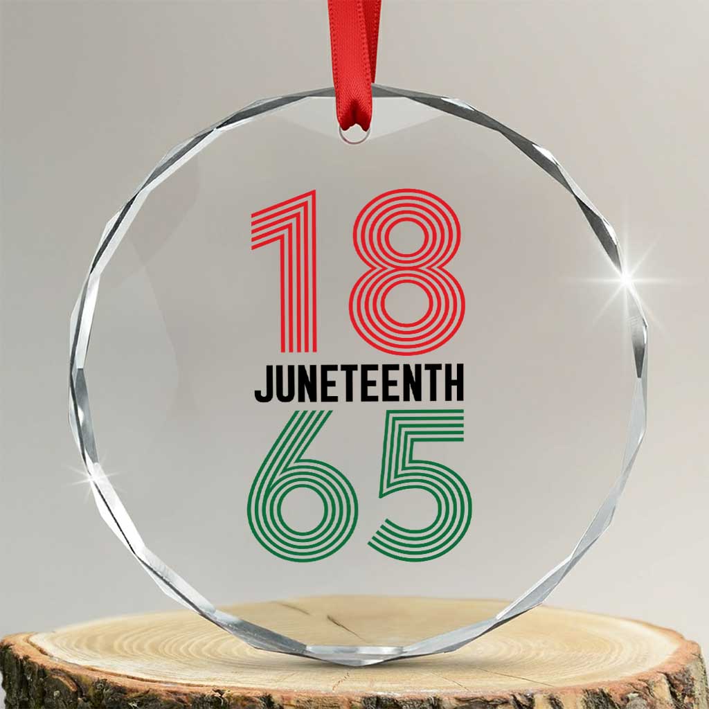 Vintage Juneteenth 1865 Crystal Glass Ornament Retro Striped Number Graphic