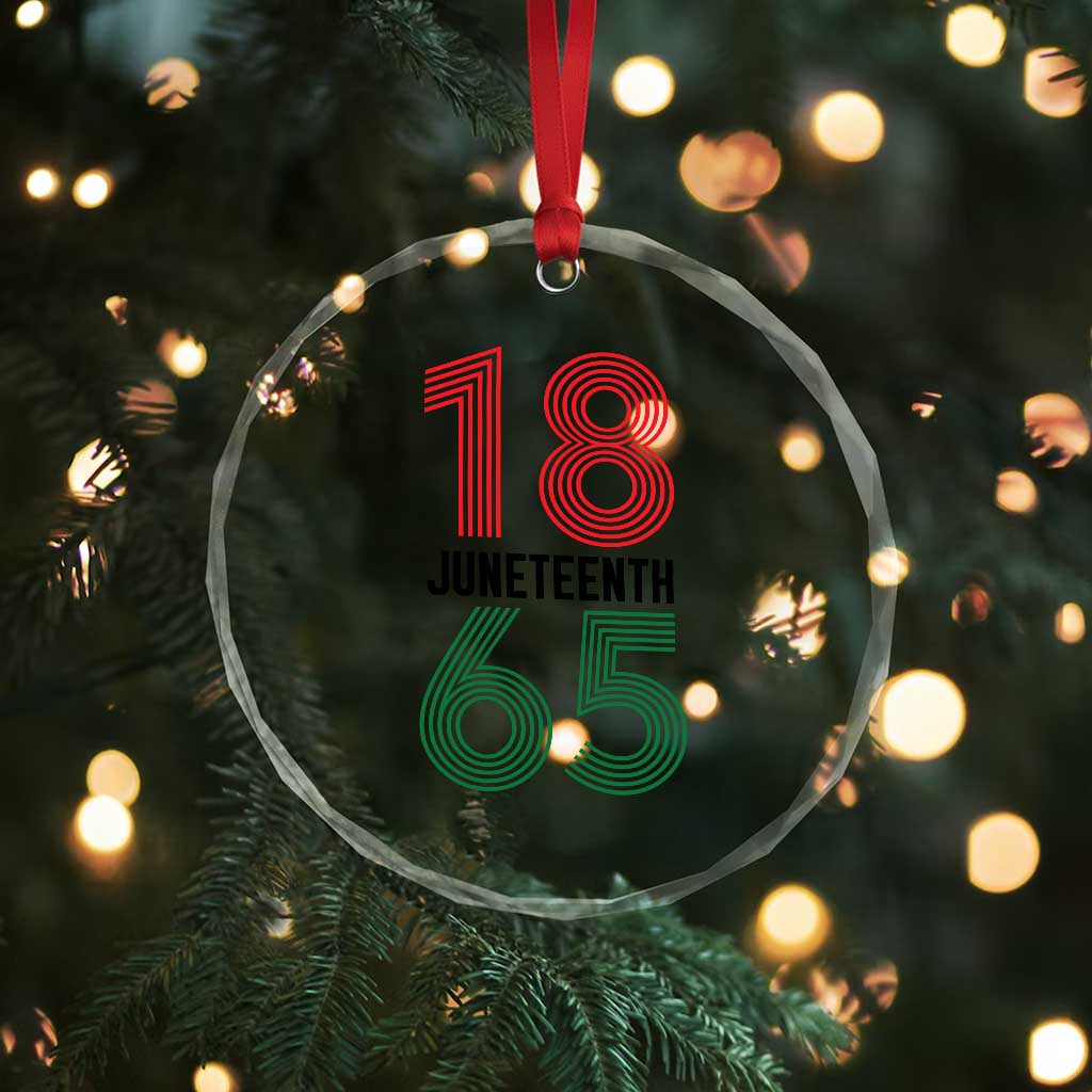 Vintage Juneteenth 1865 Crystal Glass Ornament Retro Striped Number Graphic