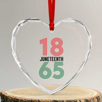 Vintage Juneteenth 1865 Heart Crystal Glass Ornament Retro Striped Number Graphic