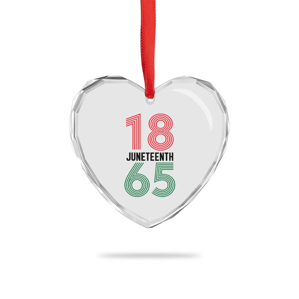 Vintage Juneteenth 1865 Heart Crystal Glass Ornament Retro Striped Number Graphic