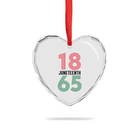 Vintage Juneteenth 1865 Heart Crystal Glass Ornament Retro Striped Number Graphic