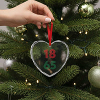 Vintage Juneteenth 1865 Heart Crystal Glass Ornament Retro Striped Number Graphic