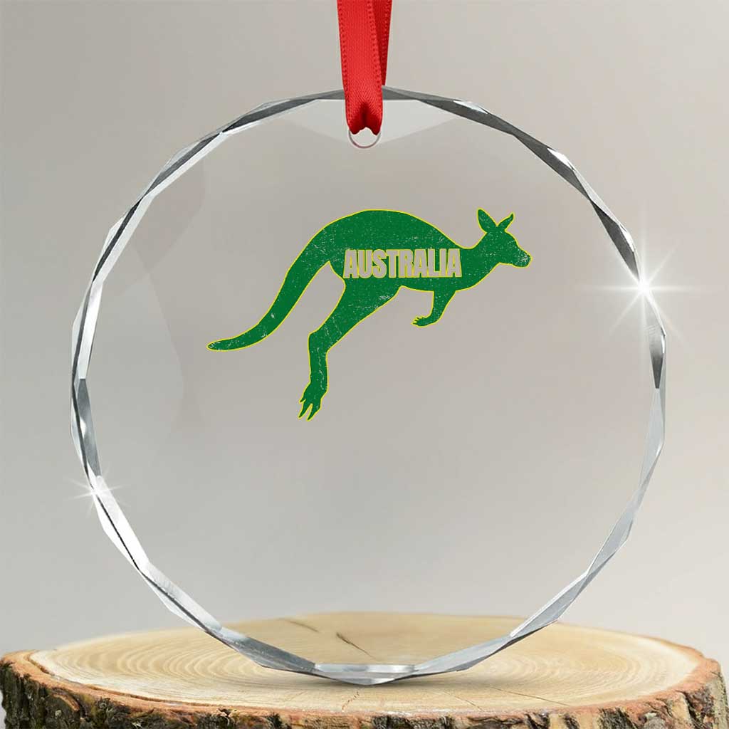 Vintage Kangaroo Australia Crystal Glass Ornament Patriotic Country Pride Graphic Aussie Roo Kangaroo