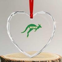 Vintage Kangaroo Australia Heart Crystal Glass Ornament Patriotic Country Pride Graphic Aussie Roo Kangaroo