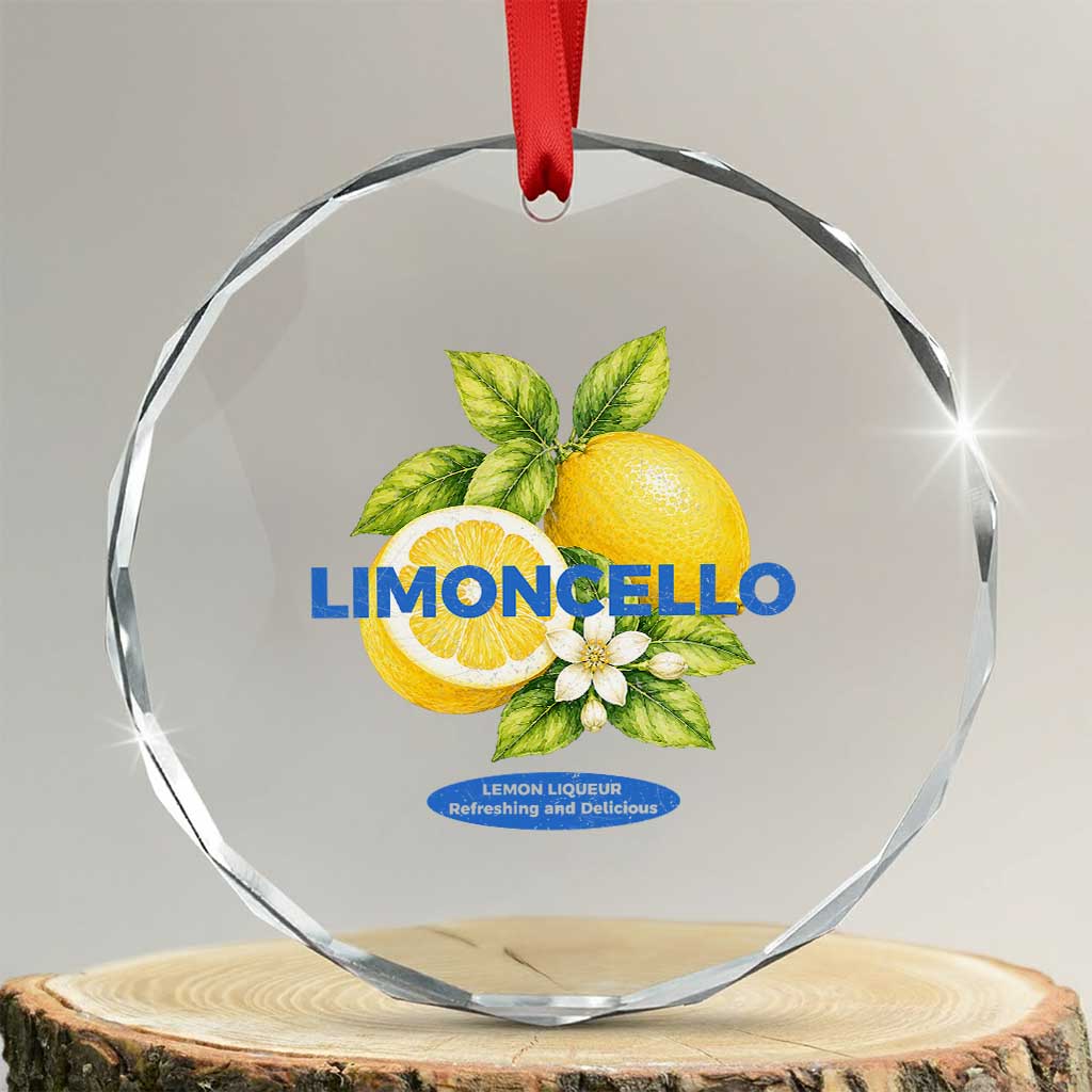 Vintage Limoncello Lemon Liqueur Crystal Glass Ornament Citrus Fruit Botanical Italian Summer Graphic