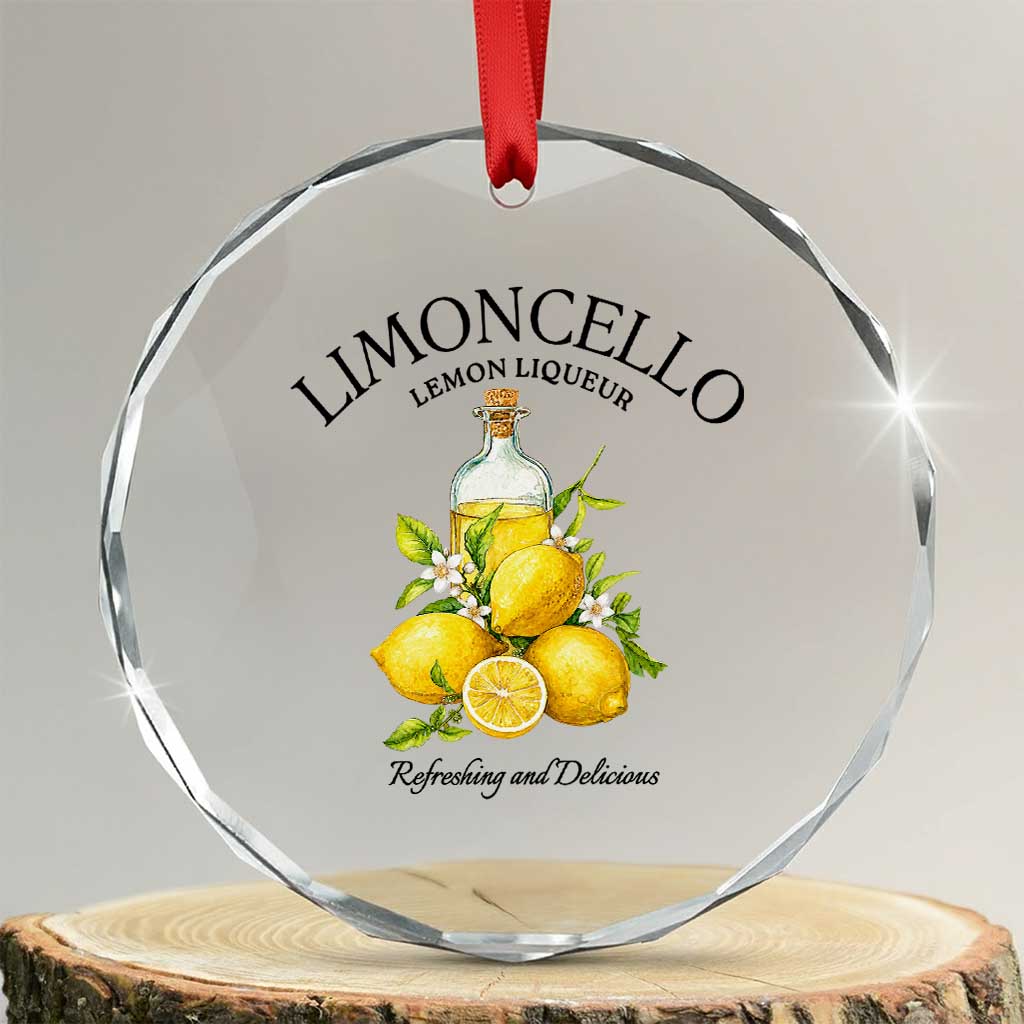Vintage Limoncello Lemon Liqueur Crystal Glass Ornament Italian Summer Letter Fruit Printed Graphic