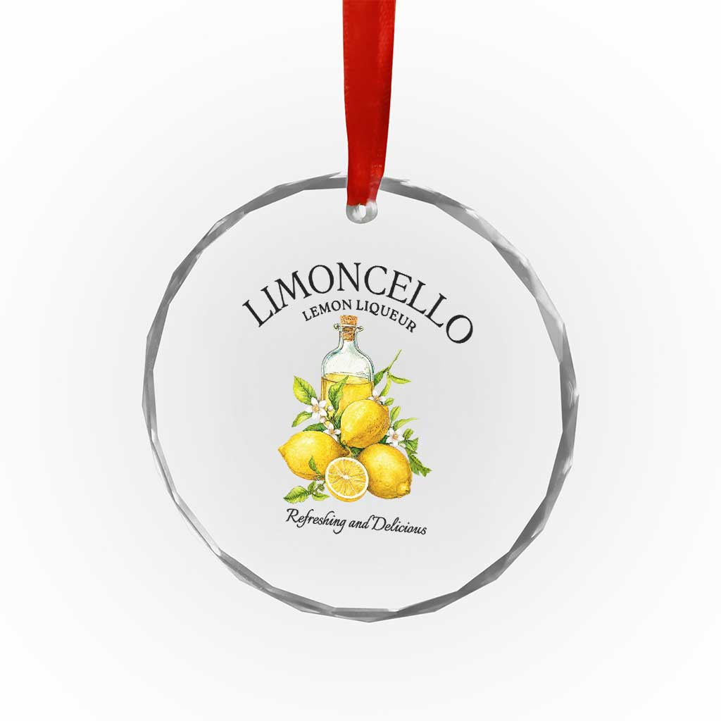 Vintage Limoncello Lemon Liqueur Crystal Glass Ornament Italian Summer Letter Fruit Printed Graphic