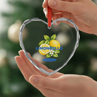 Vintage Limoncello Lemon Liqueur Heart Crystal Glass Ornament Citrus Fruit Botanical Italian Summer Graphic