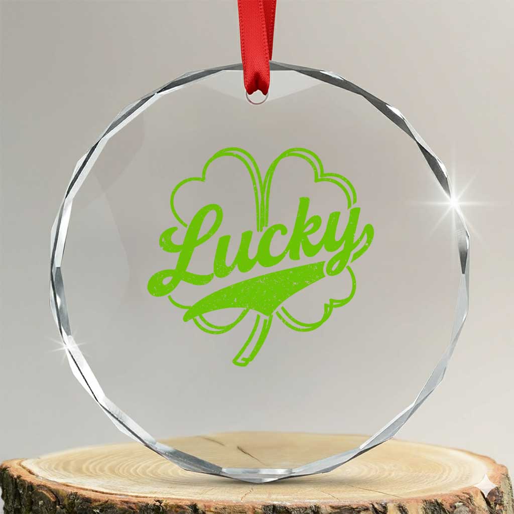 Vintage Lucky Shamrock Crystal Glass Ornament Irish St Patricks Day