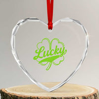 Vintage Lucky Shamrock Heart Crystal Glass Ornament Irish St Patricks Day