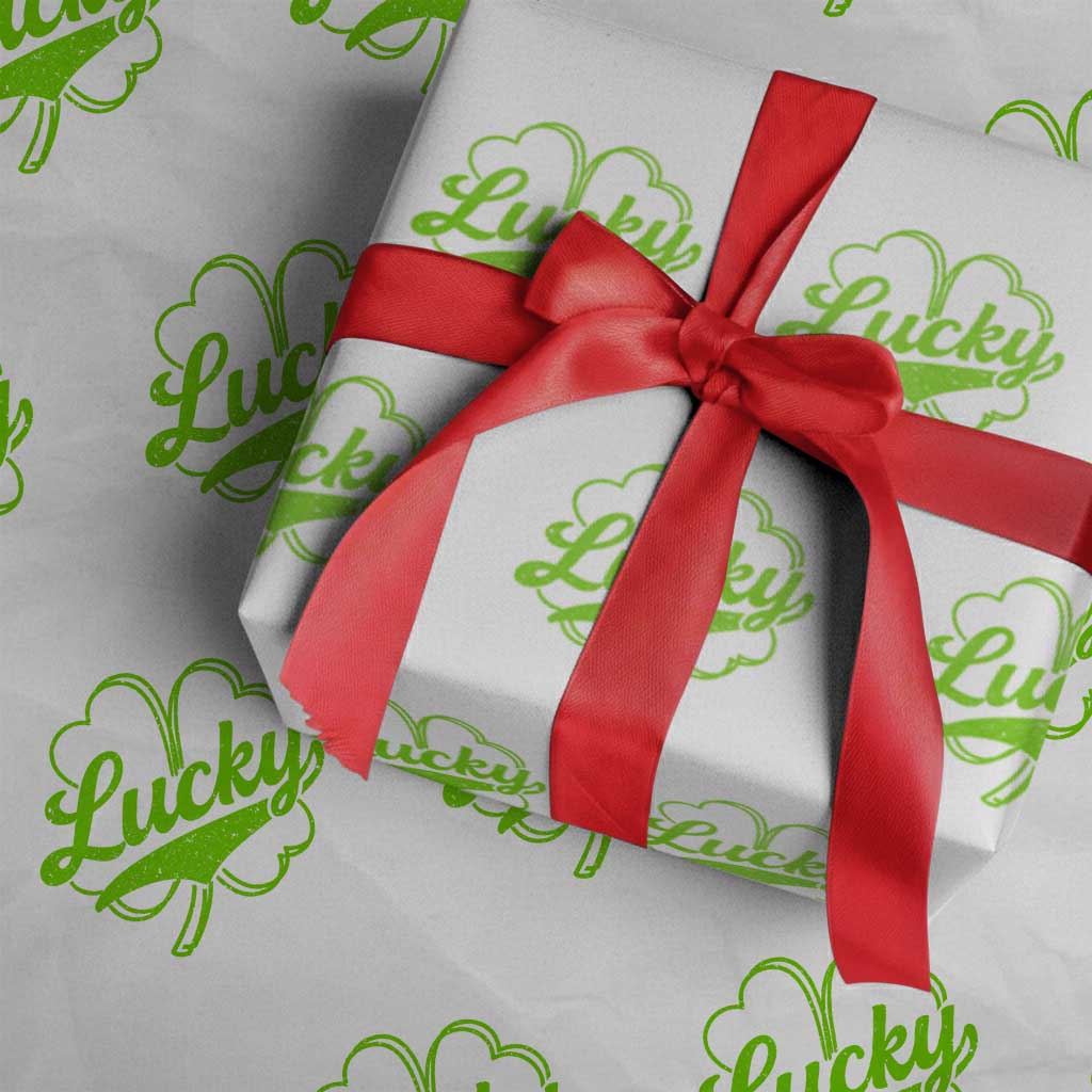Vintage Lucky Shamrock Wrapping Paper Roll Irish St Patricks Day