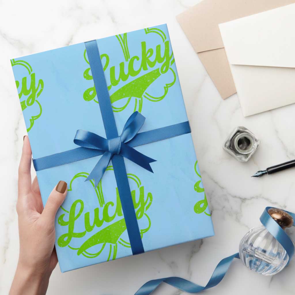 Vintage Lucky Shamrock Wrapping Paper Roll Irish St Patricks Day