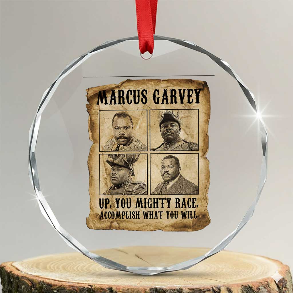 Vintage Marcus Garvey Crystal Glass Ornament Up You Mighty Race Quote