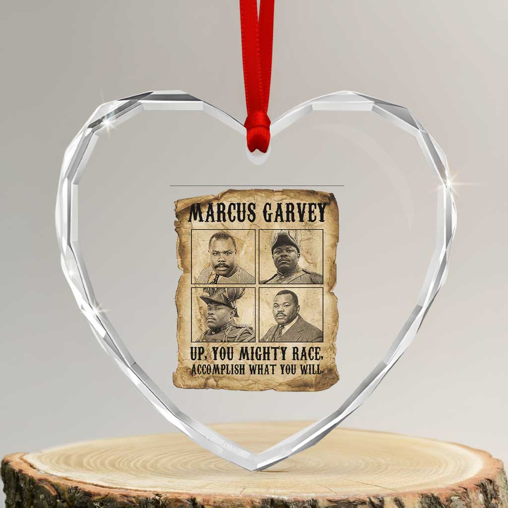 Vintage Marcus Garvey Heart Crystal Glass Ornament Up You Mighty Race Quote