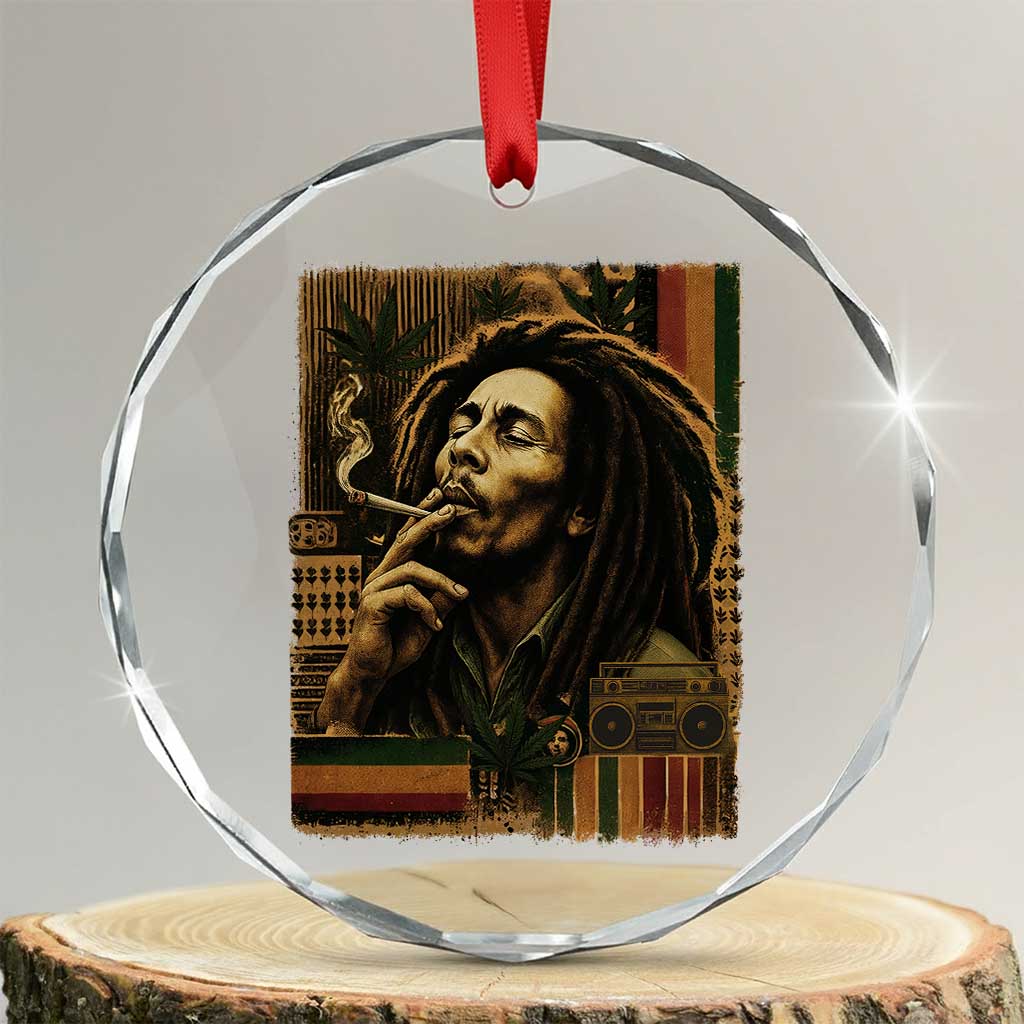 Vintage Marley Guitarist Crystal Glass Ornament Rastaman Rastafari Music Vibes Only Rasta Jamaica Reggae - Wonder Print Shop