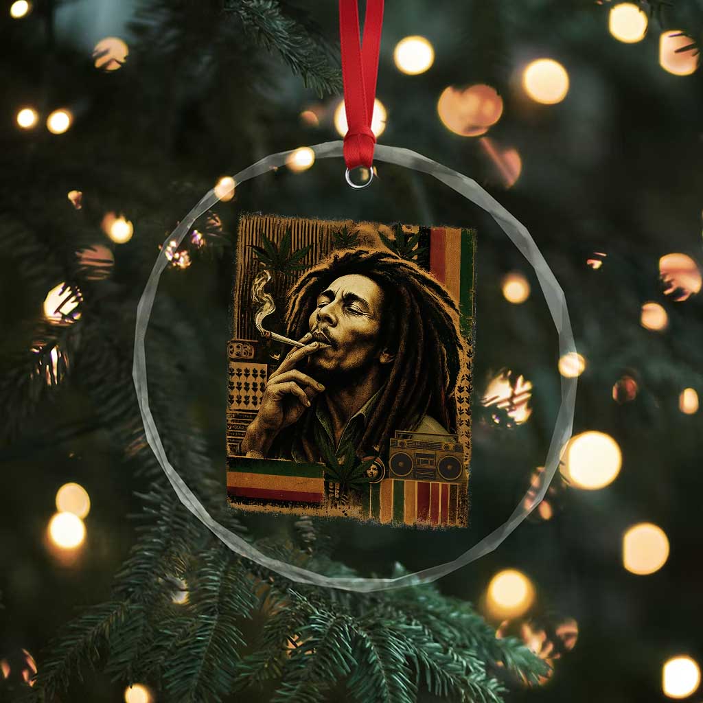 Vintage Marley Guitarist Crystal Glass Ornament Rastaman Rastafari Music Vibes Only Rasta Jamaica Reggae - Wonder Print Shop