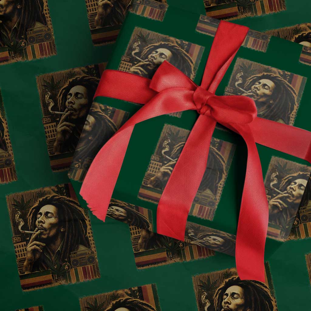 Vintage Marley Guitarist Wrapping Paper Roll Rastaman Rastafari Music Vibes Only Rasta Jamaica Reggae - Wonder Print Shop