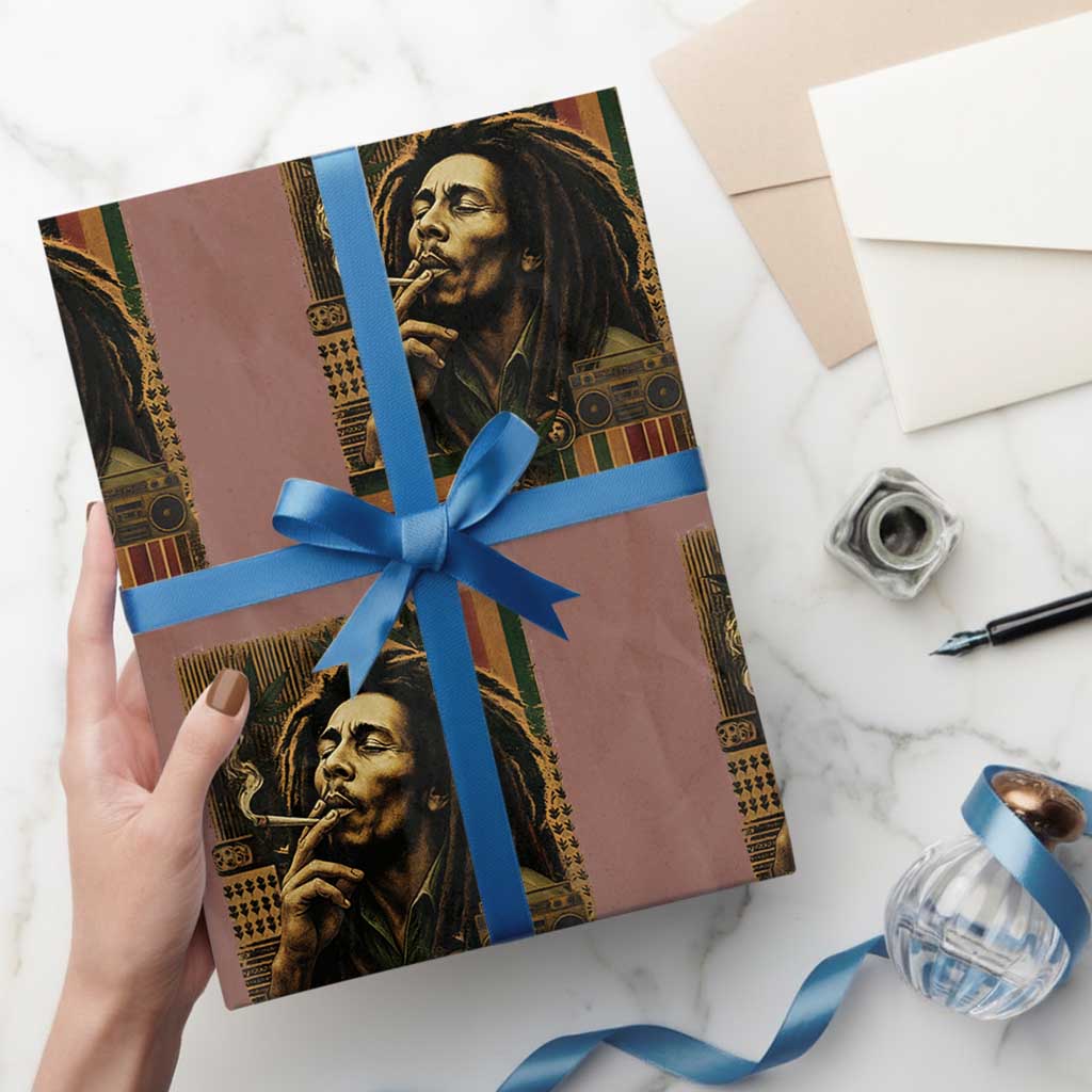 Vintage Marley Guitarist Wrapping Paper Roll Rastaman Rastafari Music Vibes Only Rasta Jamaica Reggae - Wonder Print Shop