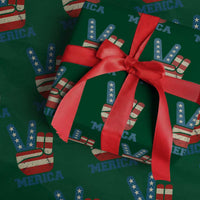Vintage ‘Merica Peace Sign Wrapping Paper Roll Retro Patriotic 4th of July USA Flag - Wonder Print Shop