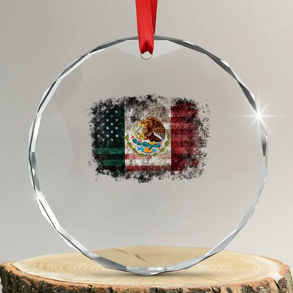 Vintage Mexican Flag Crystal Glass Ornament Eagle Mexico Heritage Mexican Roots - Wonder Print Shop