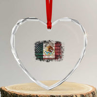 Vintage Mexican Flag Heart Crystal Glass Ornament Eagle Mexico Heritage Mexican Roots - Wonder Print Shop