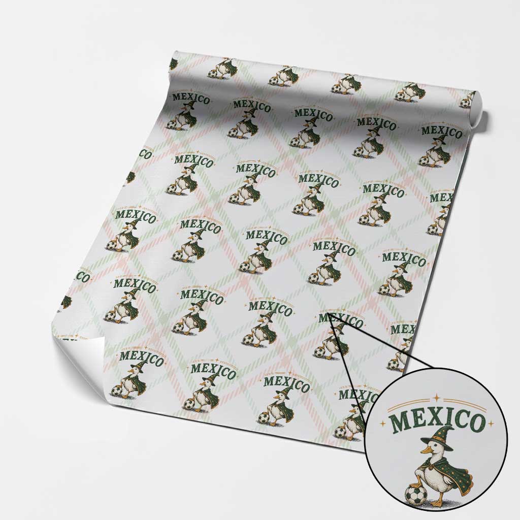 Vintage Mexico Soccer Wizard Duck Magical Fantasy Wrapping Paper Roll Retro Mexican Pride Football Fans