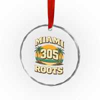 Vintage Miami 305 Roots Crystal Glass Ornament Retro Sunset Palm Trees Florida Natives