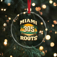 Vintage Miami 305 Roots Crystal Glass Ornament Retro Sunset Palm Trees Florida Natives