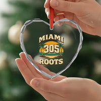 Vintage Miami 305 Roots Heart Crystal Glass Ornament Retro Sunset Palm Trees Florida Natives