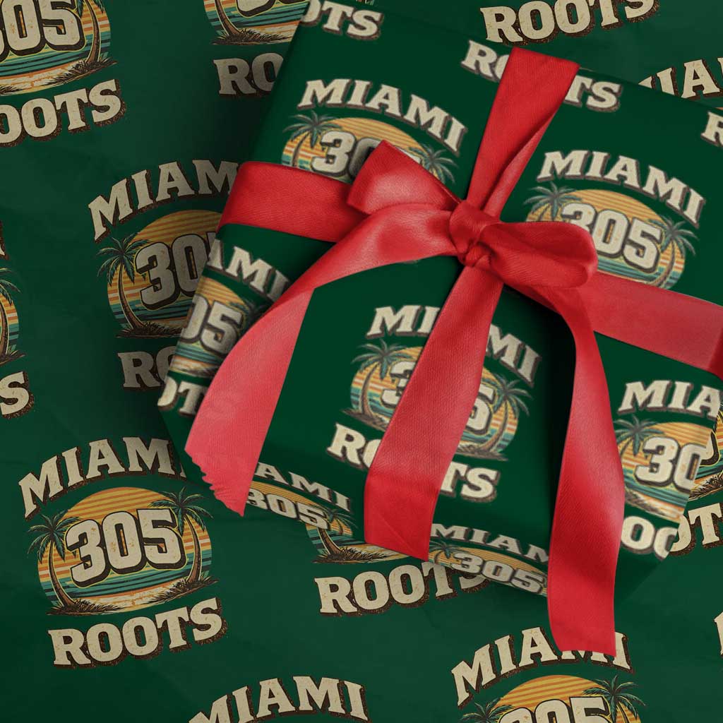 Vintage Miami 305 Roots Wrapping Paper Roll Retro Sunset Palm Trees Florida Natives