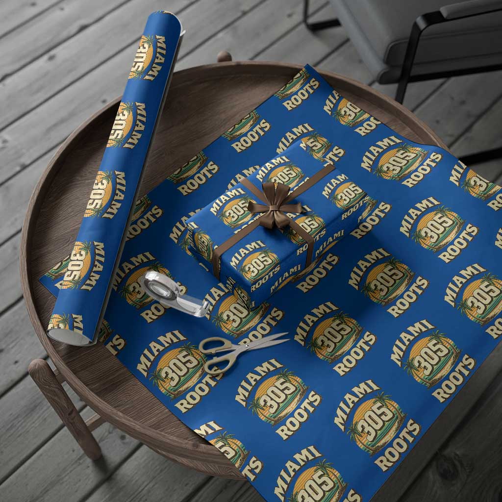 Vintage Miami 305 Roots Wrapping Paper Roll Retro Sunset Palm Trees Florida Natives