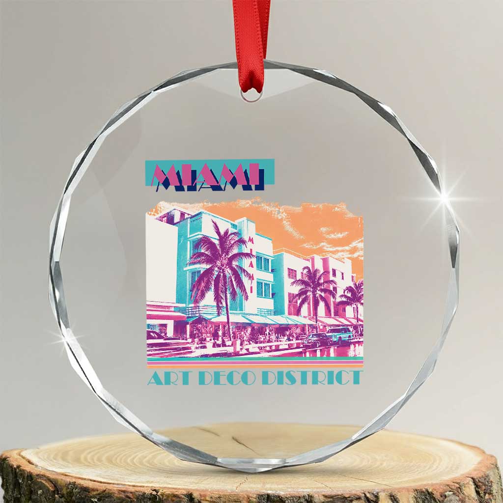 Vintage Miami Florida Art Deco Crystal Glass Ornament Miami City Pride Graphic
