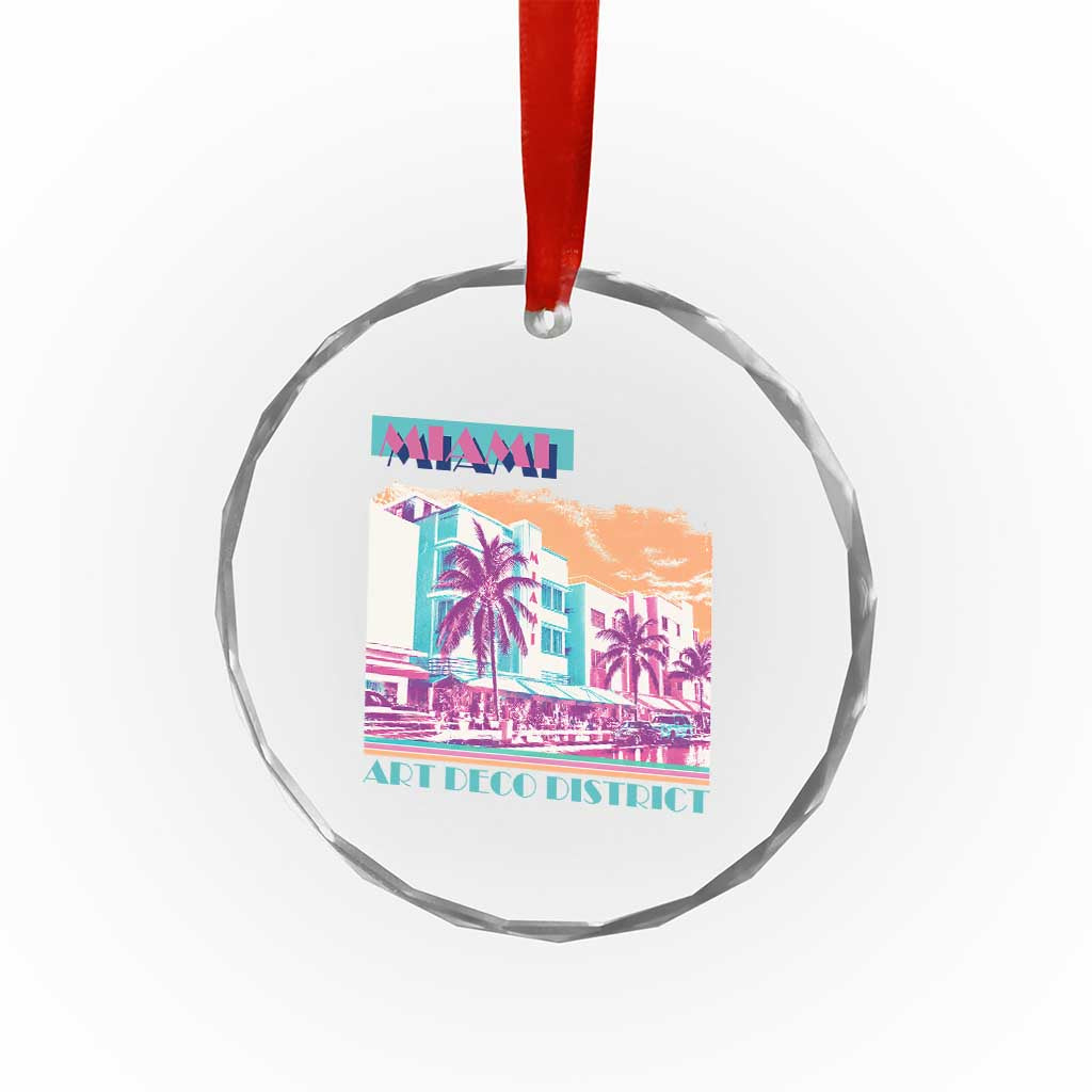 Vintage Miami Florida Art Deco Crystal Glass Ornament Miami City Pride Graphic