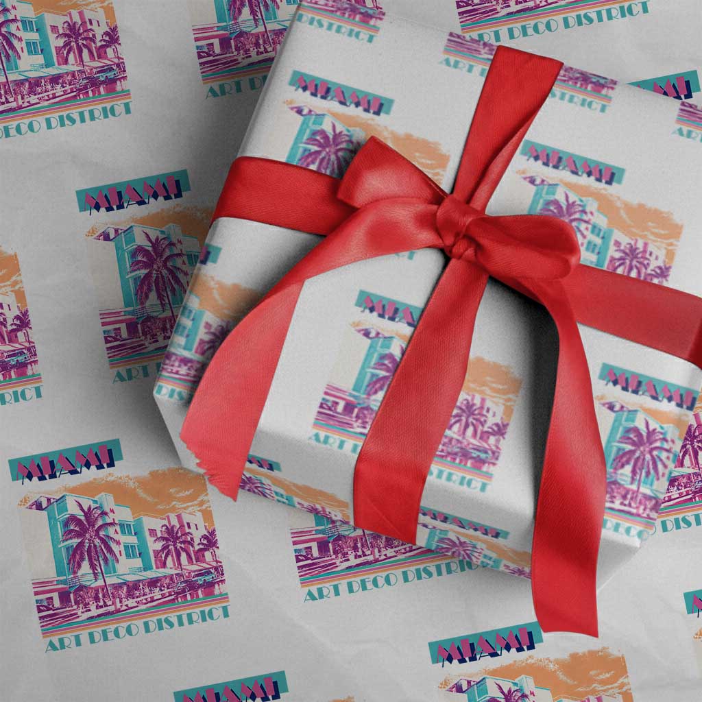 Vintage Miami Florida Art Deco Wrapping Paper Roll Miami City Pride Graphic