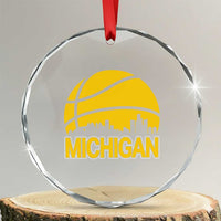 Vintage Michigan Skyline Crystal Glass Ornament Basketball Lover Gift