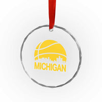 Vintage Michigan Skyline Crystal Glass Ornament Basketball Lover Gift